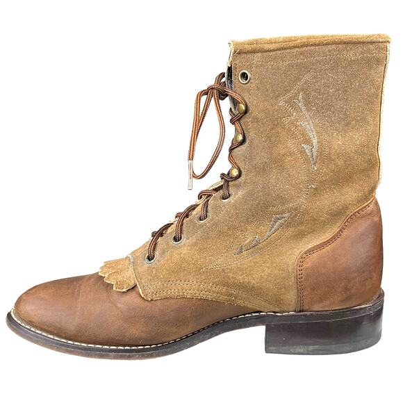 Laredo Women's Roper Brown Leather Suede Lace Up Wester Boot Size US 7.5 - Picture 2 of 10